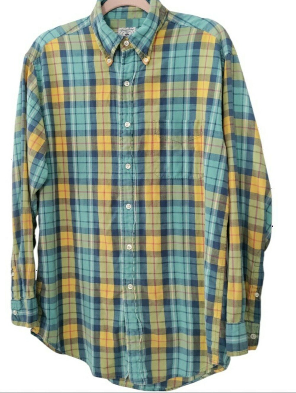 Brooks Brothers Sport Shirt Button Down Tartan Plaid Cotton Western Casual